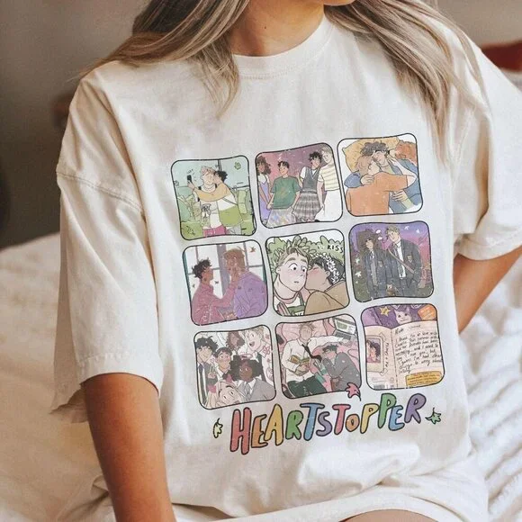 Heartstopper Nick And Charlie Graphic T-Shirt Cute Anime Romance Gift Tee 159 - Picture 1 of 5